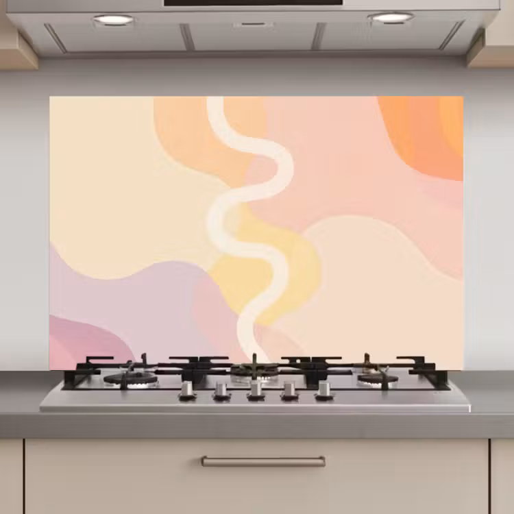 Spatscherm keuken - Golvende vormen - Abstract - pastel — 1