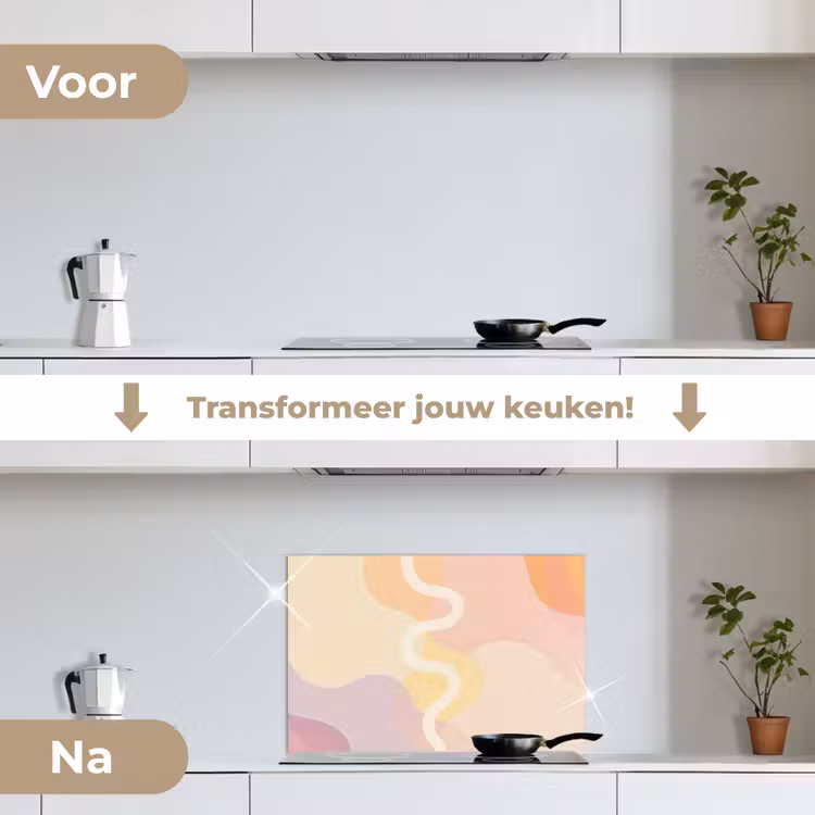 Spatscherm keuken - Golvende vormen - Abstract - pastel — 3