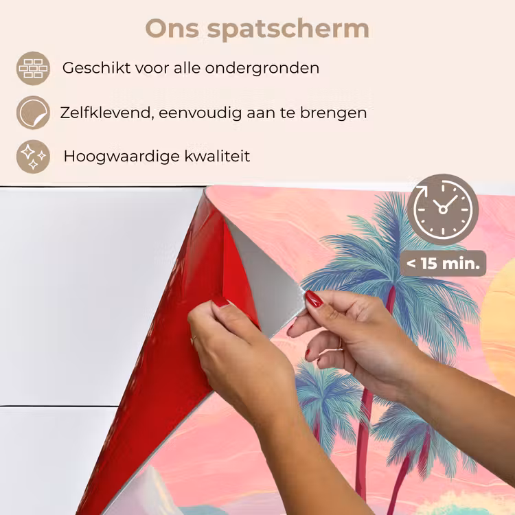 Spatscherm keuken - Palmbomen - Golven - Zee — 4