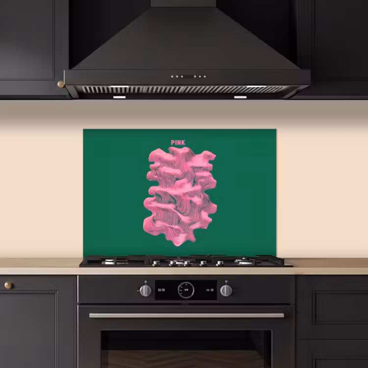 Spatscherm keuken - Abstract - Pink - Lijnen - Groen — 2
