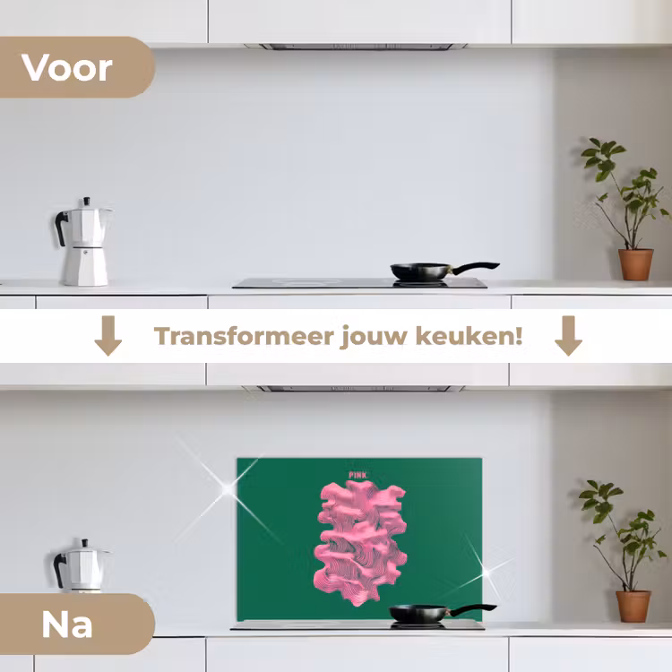 Spatscherm keuken - Abstract - Pink - Lijnen - Groen — 3