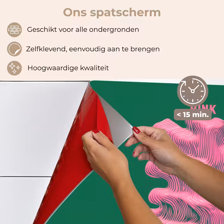 Spatscherm keuken - Abstract - Pink - Lijnen - Groen — 4
