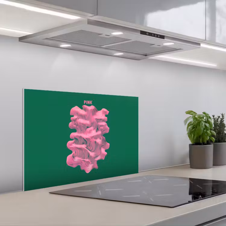 Spatscherm keuken - Abstract - Pink - Lijnen - Groen — 5
