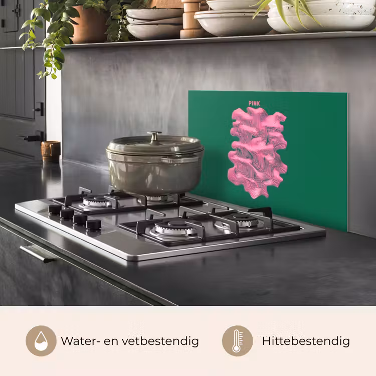 Spatscherm keuken - Abstract - Pink - Lijnen - Groen — 7