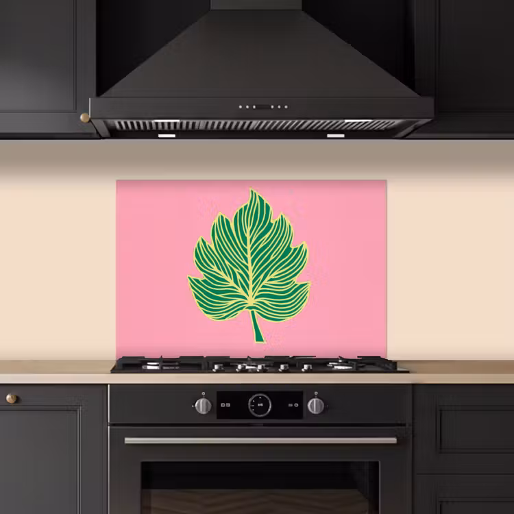 Spatscherm keuken - Blad - Groen - Illustratie - Minimalistisch — 2