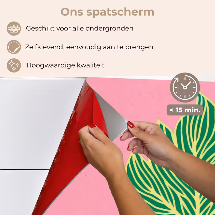 Spatscherm keuken - Blad - Groen - Illustratie - Minimalistisch — 4