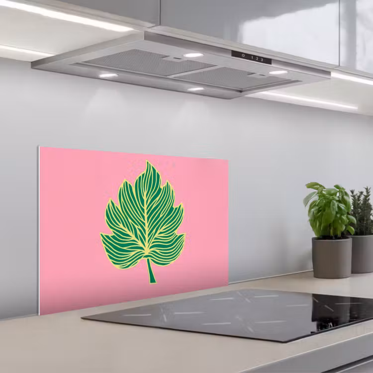 Spatscherm keuken - Blad - Groen - Illustratie - Minimalistisch — 5