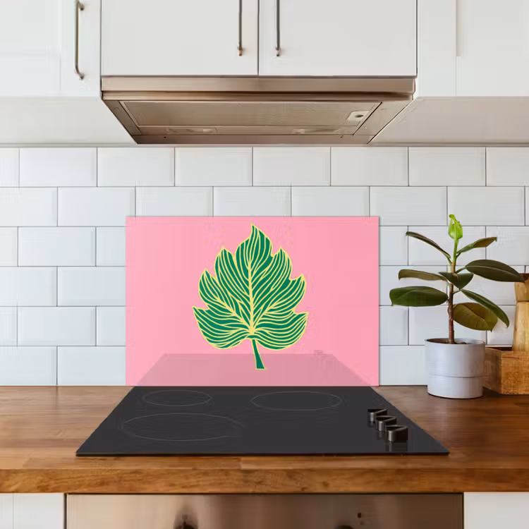 Spatscherm keuken - Blad - Groen - Illustratie - Minimalistisch — 6