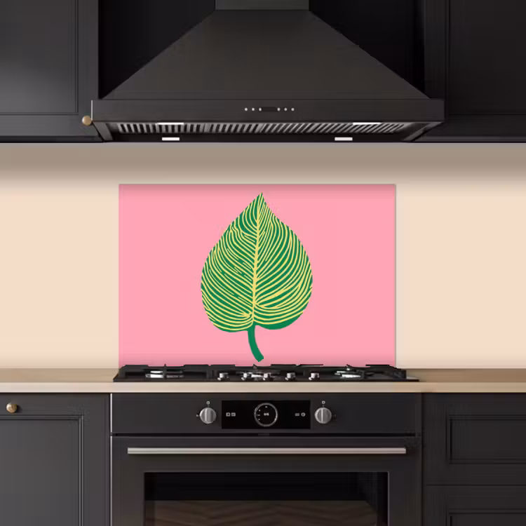 Spatscherm keuken - Illustratie - Blad - Minimalistisch - Groen — 2