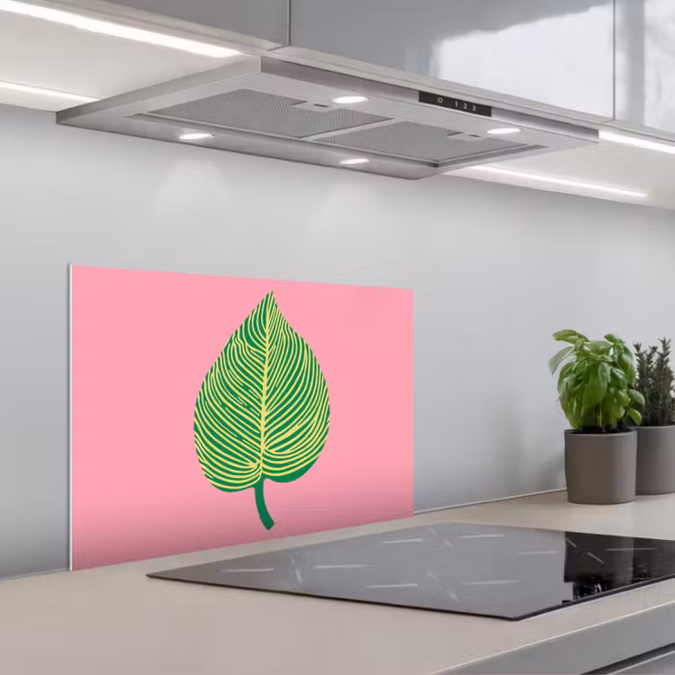 Spatscherm keuken - Illustratie - Blad - Minimalistisch - Groen — 5