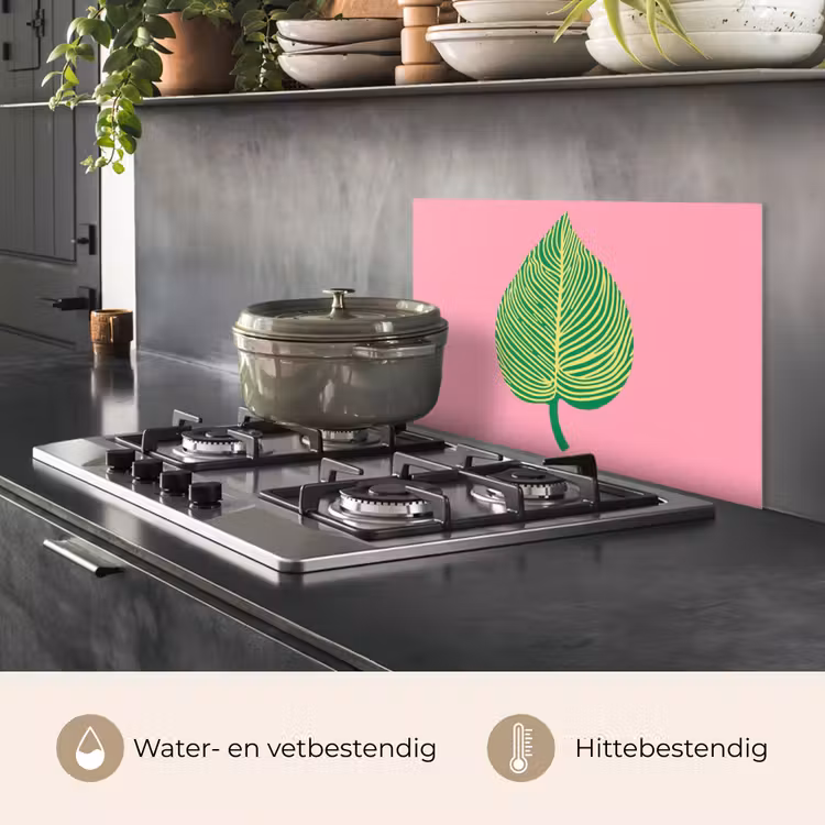 Spatscherm keuken - Illustratie - Blad - Minimalistisch - Groen — 7