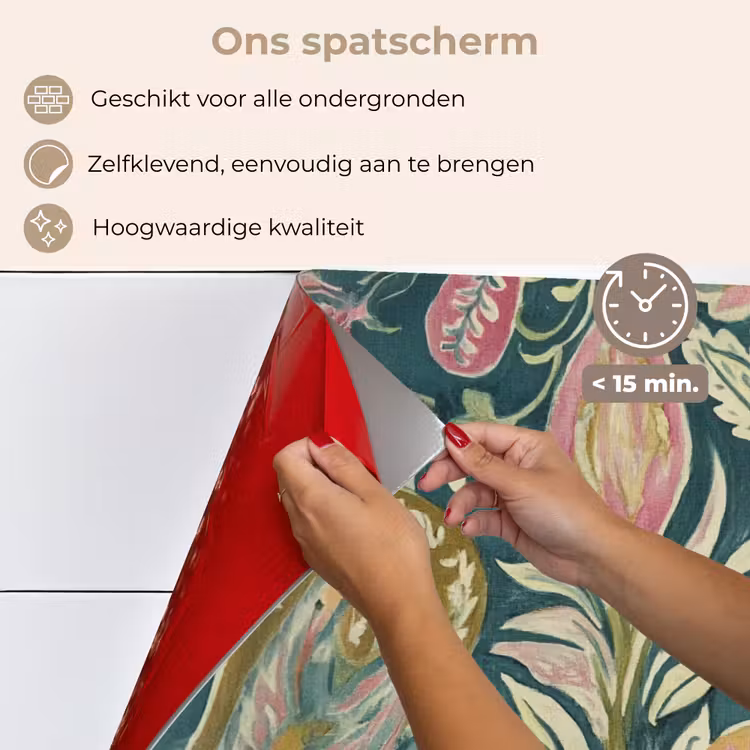 Spatscherm keuken - Patroon - Kleurrijk - Sierlijk - Groen — 4