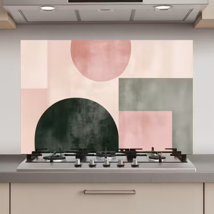 Spatscherm keuken - Vormen - Abstract - Cirkel - Zwart — 1