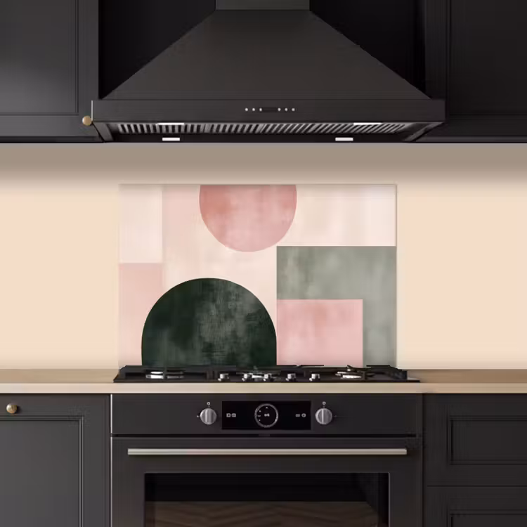 Spatscherm keuken - Vormen - Abstract - Cirkel - Zwart — 2