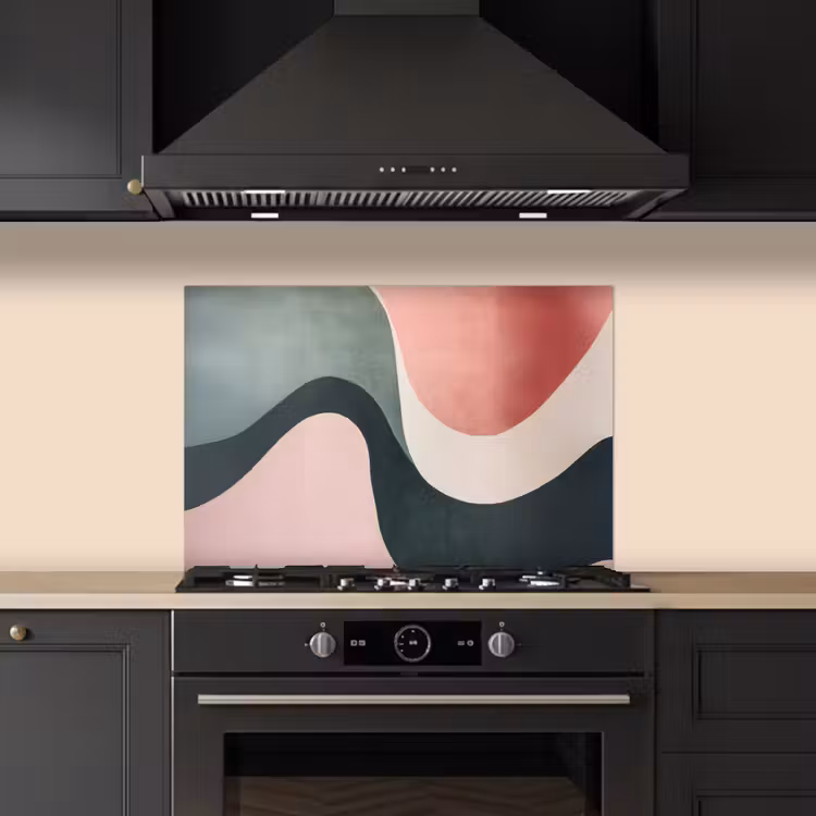 Spatscherm keuken - Abstract - Golven - Sierlijk - Roze — 2