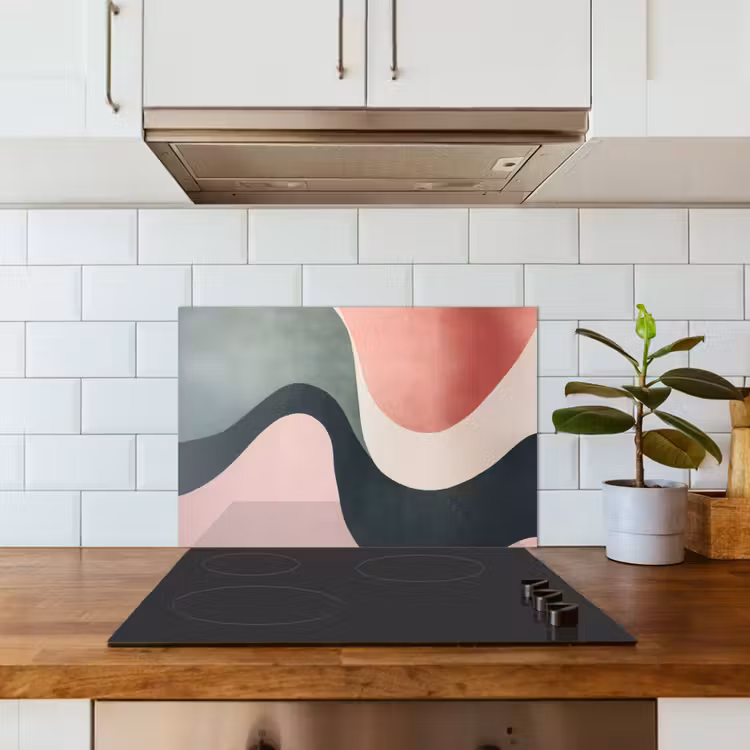 Spatscherm keuken - Abstract - Golven - Sierlijk - Roze — 6