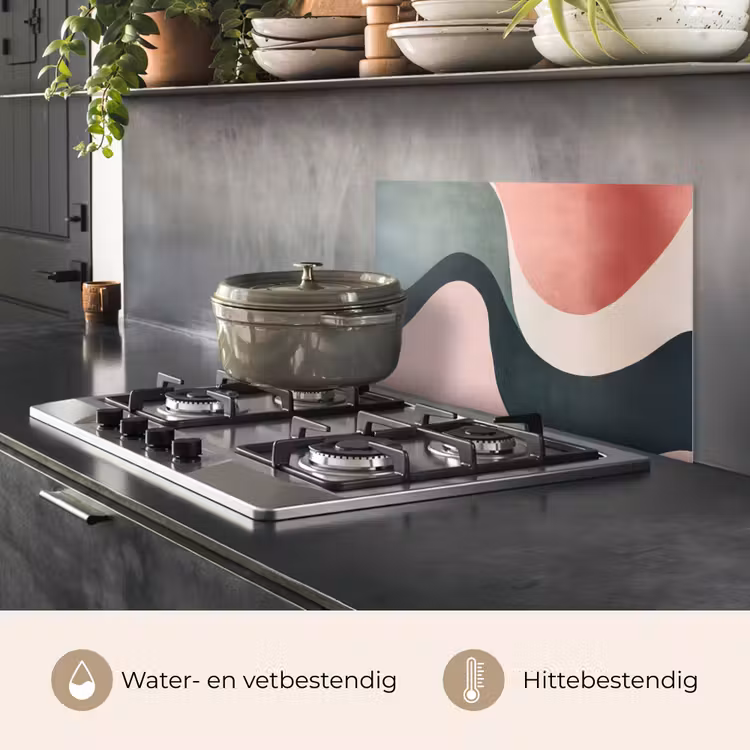 Spatscherm keuken - Abstract - Golven - Sierlijk - Roze — 7