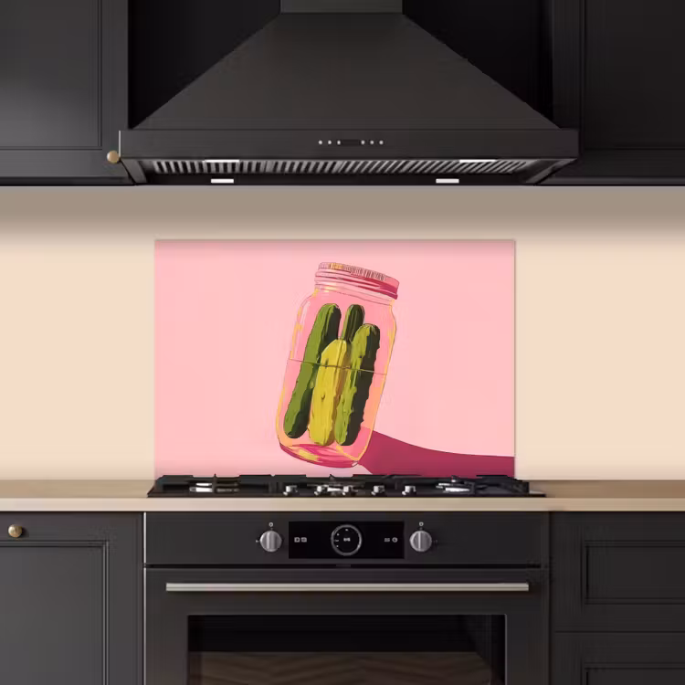 Spatscherm keuken - Augurken - Pot - Schaduw - Roze — 2