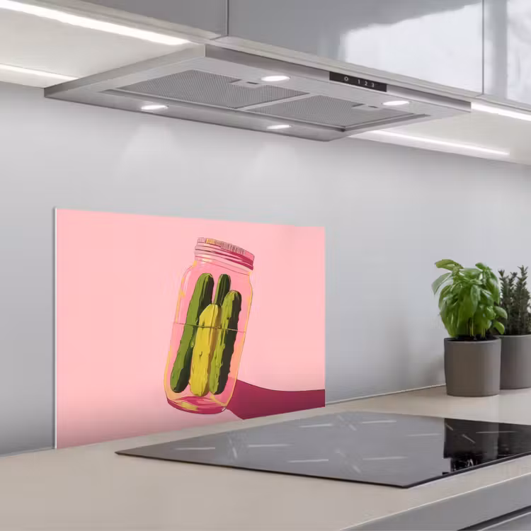 Spatscherm keuken - Augurken - Pot - Schaduw - Roze — 5