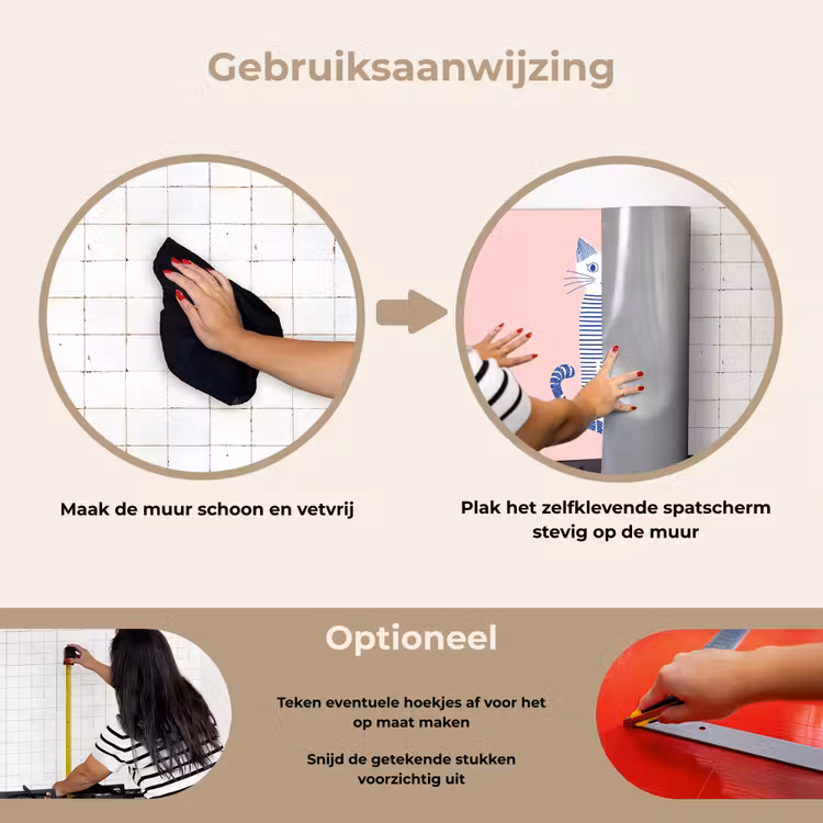 Spatscherm keuken - Kat - Illustratie - Minimalistisch - Roze — 8
