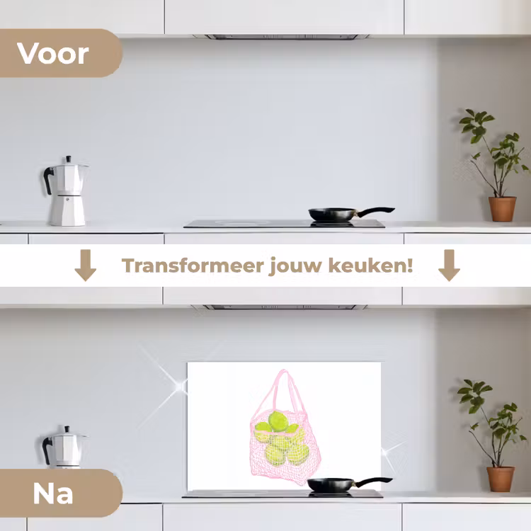 Spatscherm keuken - Netzakje - Roze - Illustratie - Limoenen — 3