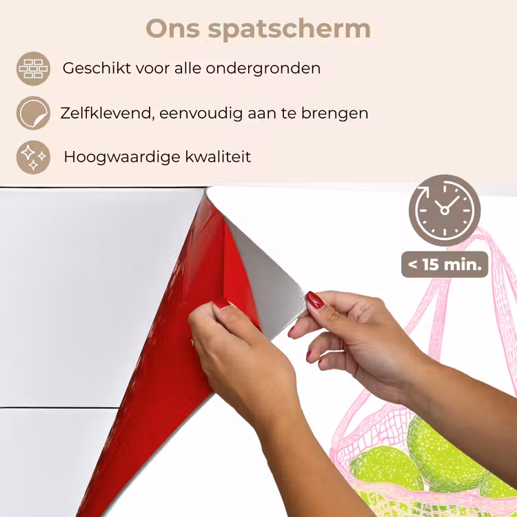 Spatscherm keuken - Netzakje - Roze - Illustratie - Limoenen — 4
