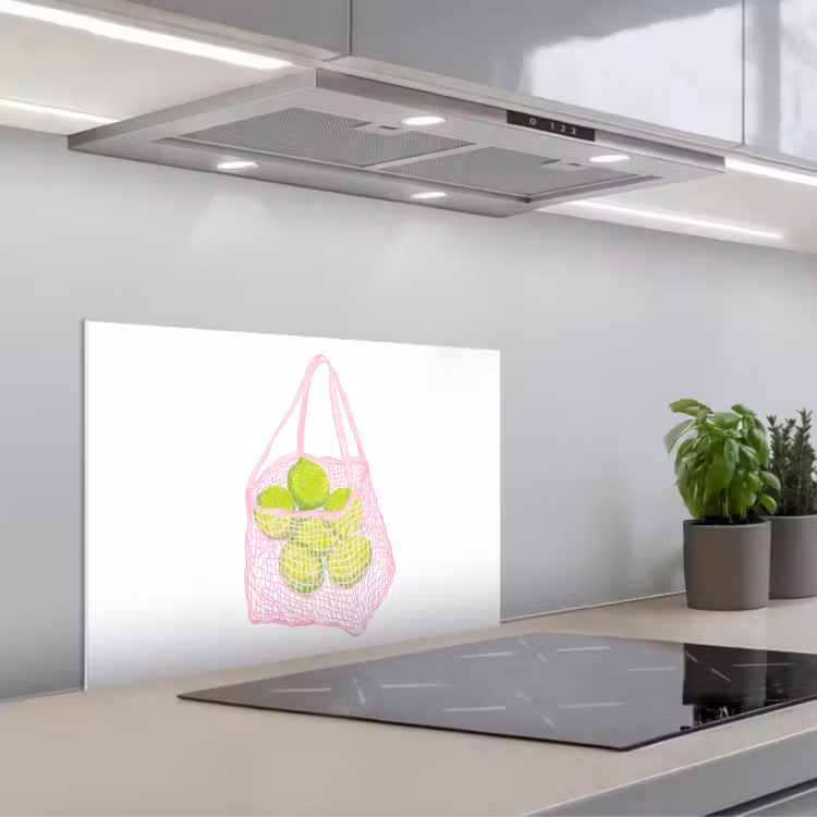 Spatscherm keuken - Netzakje - Roze - Illustratie - Limoenen — 5