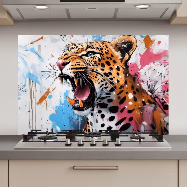 Spatscherm keuken - Abstract - Luipaard - Kleurrijk — 1