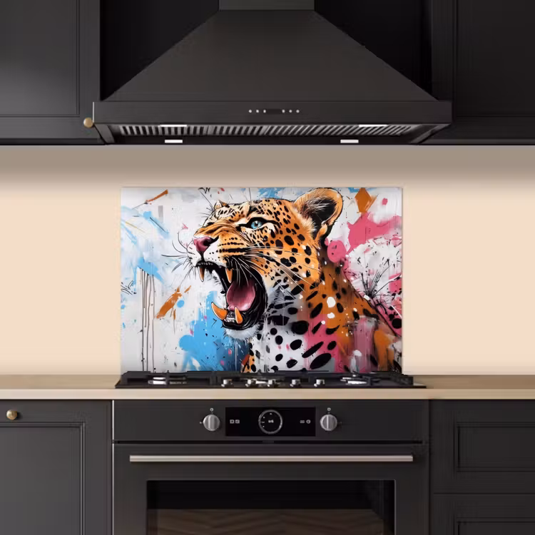 Spatscherm keuken - Abstract - Luipaard - Kleurrijk — 2