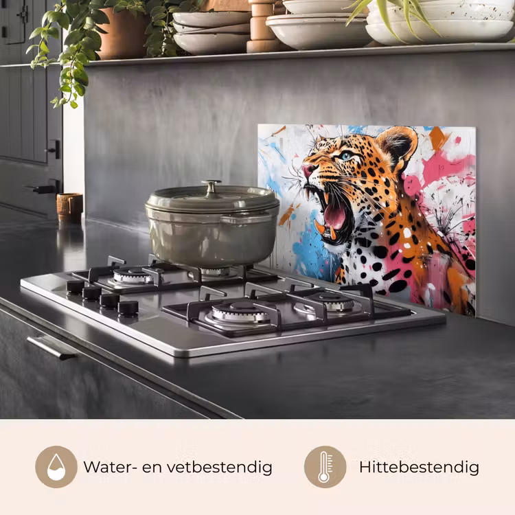 Spatscherm keuken - Abstract - Luipaard - Kleurrijk — 7