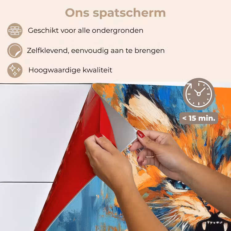 Spatscherm keuken - Kat - Kleurrijk - Oranje - Blauw — 4