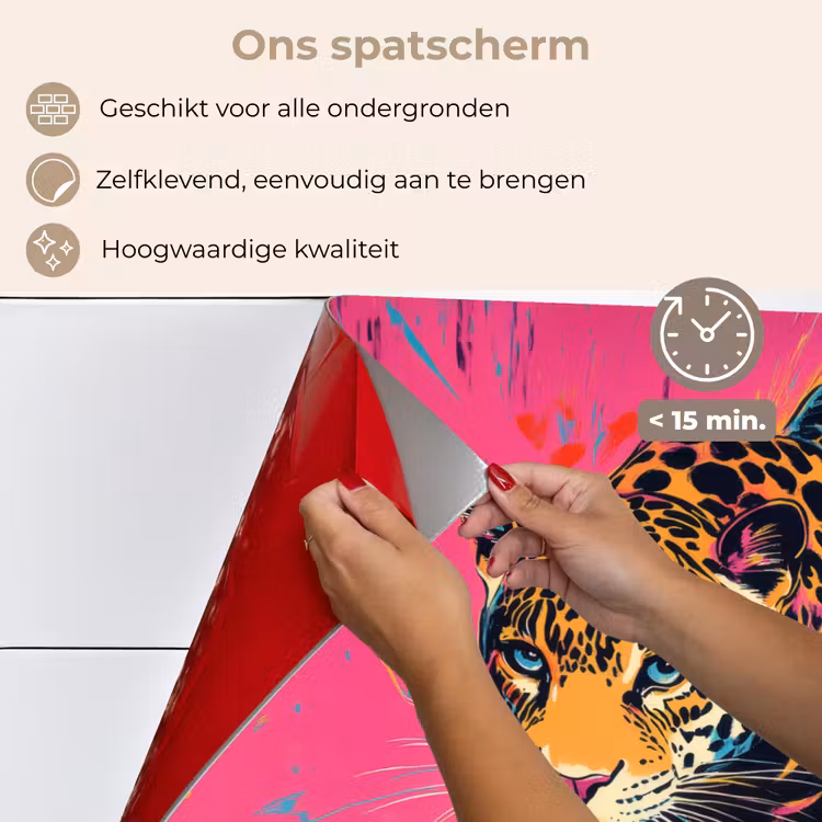 Spatscherm keuken - Luipaard - Roze - Oranje - Blauw - Verf — 4