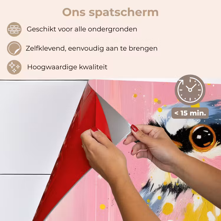 Spatscherm keuken - Vogel - Roze - Geel - Blauw — 4