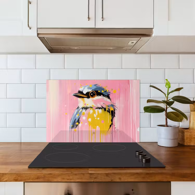 Spatscherm keuken - Vogel - Roze - Geel - Blauw — 6