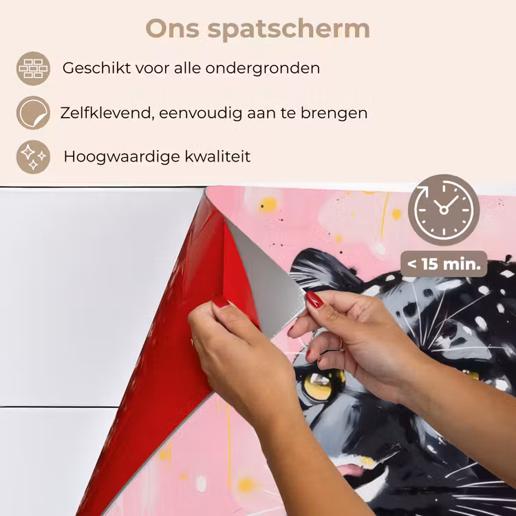 Spatscherm keuken - Zwart - Panter - Roze - Abstract — 4