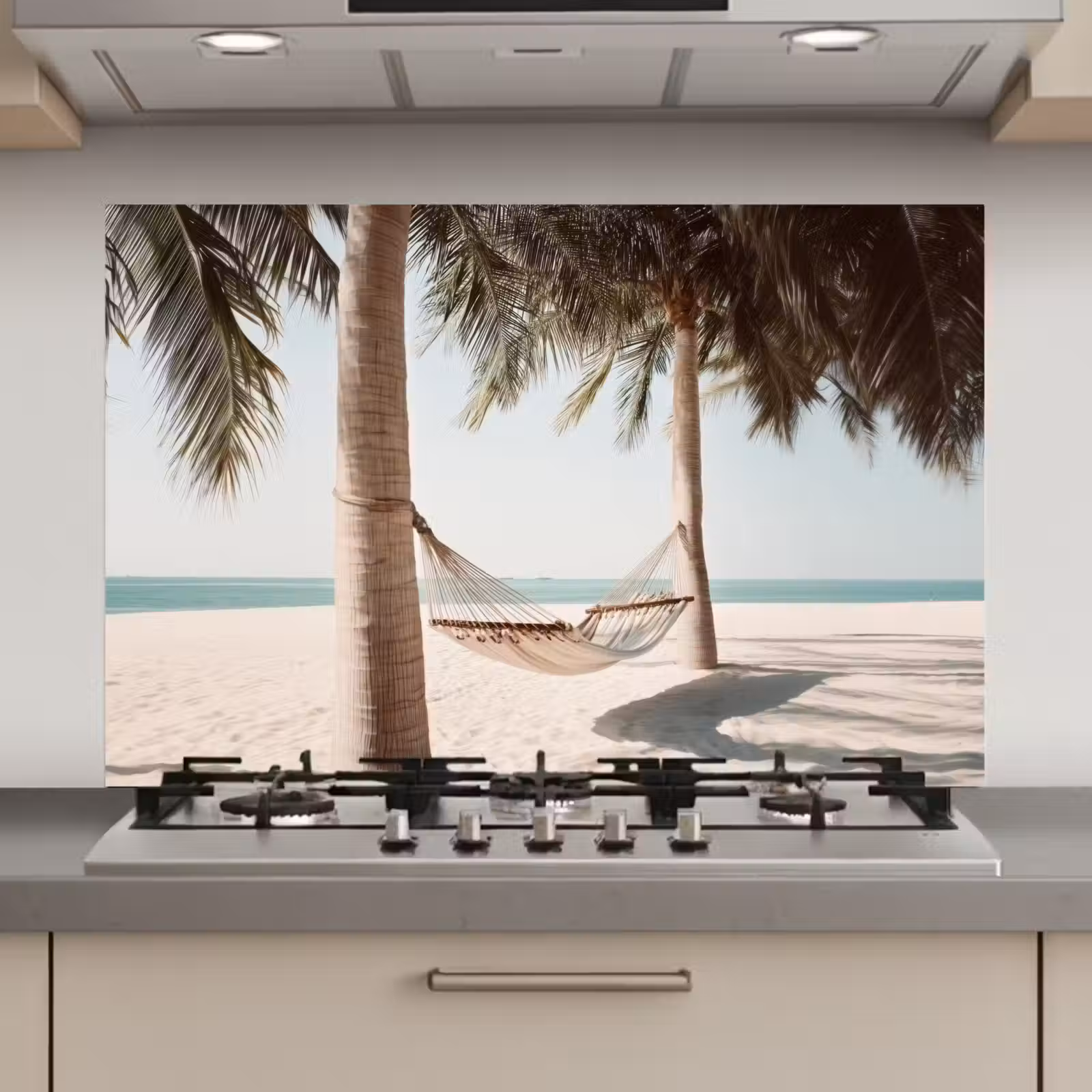 Spatscherm keuken - Hangmat - Palmbomen - Strand - Zee — 1