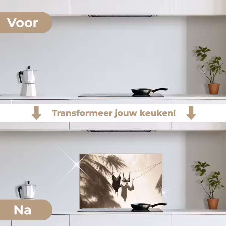 Spatscherm keuken - Badkleding - Palmbomen - Schaduw - Tropisch — 3