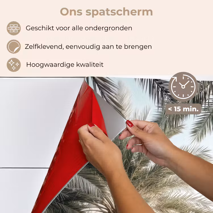 Spatscherm keuken - Gebouw - Palmbomen - Beige - Zon — 4