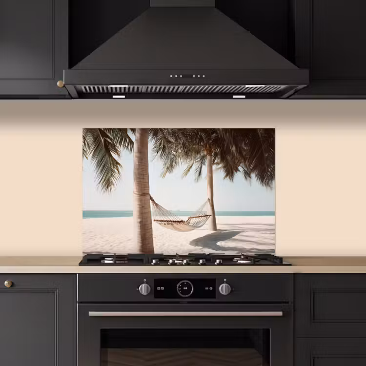 Spatscherm keuken - Hangmat - Palmbomen - Strand - Zee — 2