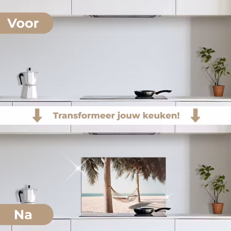 Spatscherm keuken - Hangmat - Palmbomen - Strand - Zee — 3