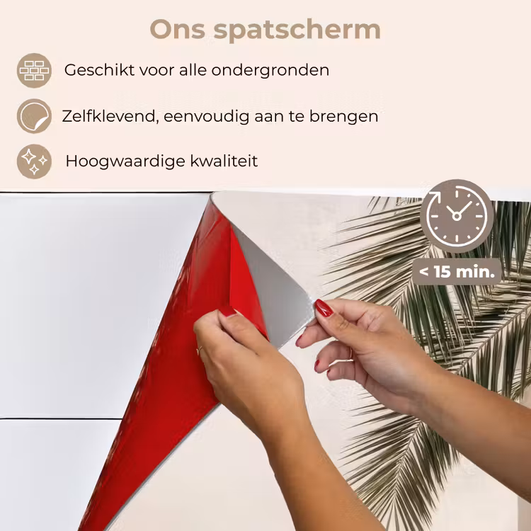 Spatscherm keuken - Palmboom - Schaduw - Trap - Beige — 4