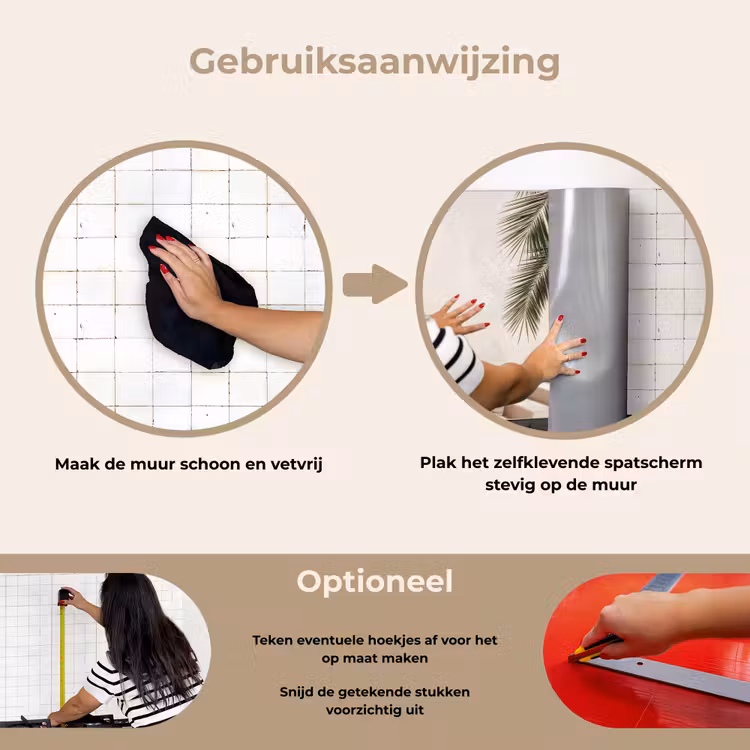 Spatscherm keuken - Palmboom - Schaduw - Trap - Beige — 8