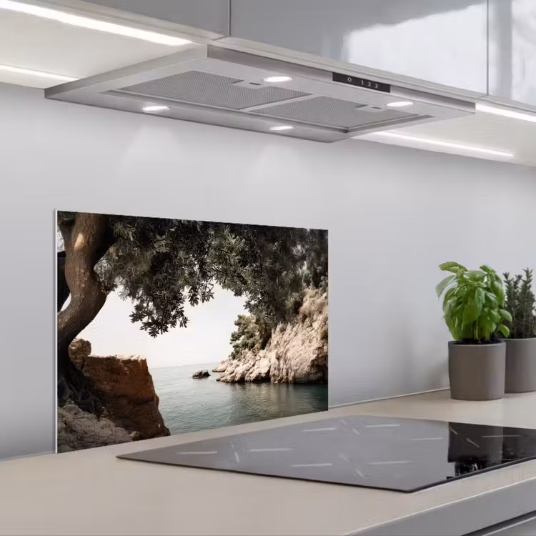 Spatscherm keuken - Rotsen - Zee - Boom - Groen — 5