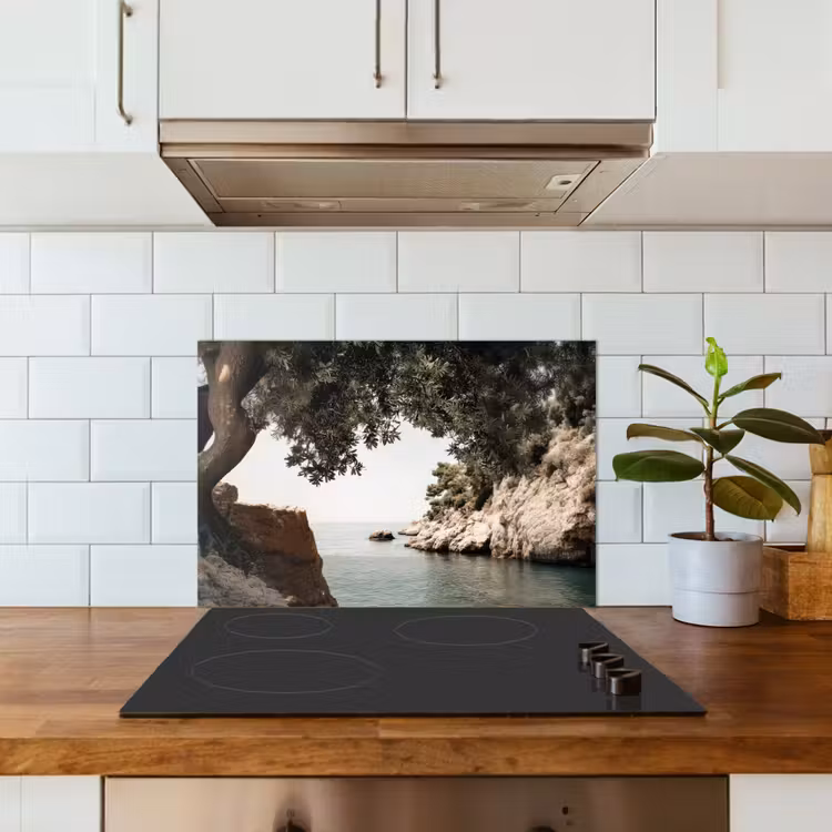 Spatscherm keuken - Rotsen - Zee - Boom - Groen — 6