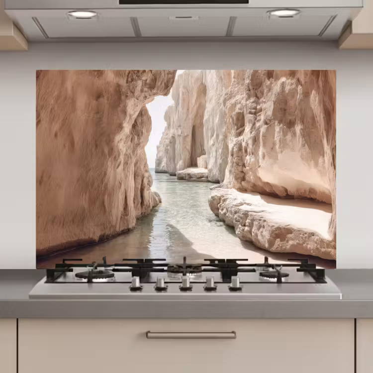 Spatscherm keuken - Rotsen - Zee - Zand - Kloof — 1