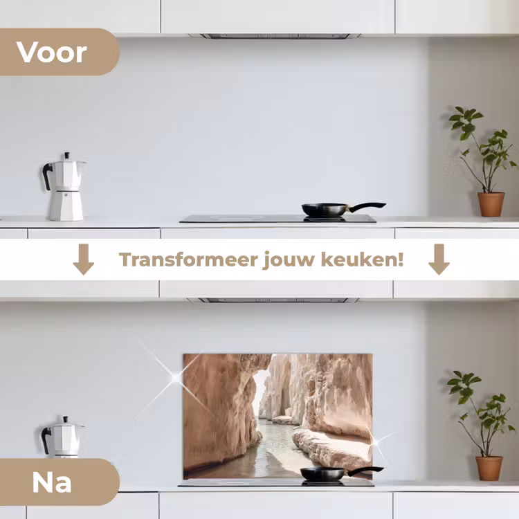 Spatscherm keuken - Rotsen - Zee - Zand - Kloof — 3