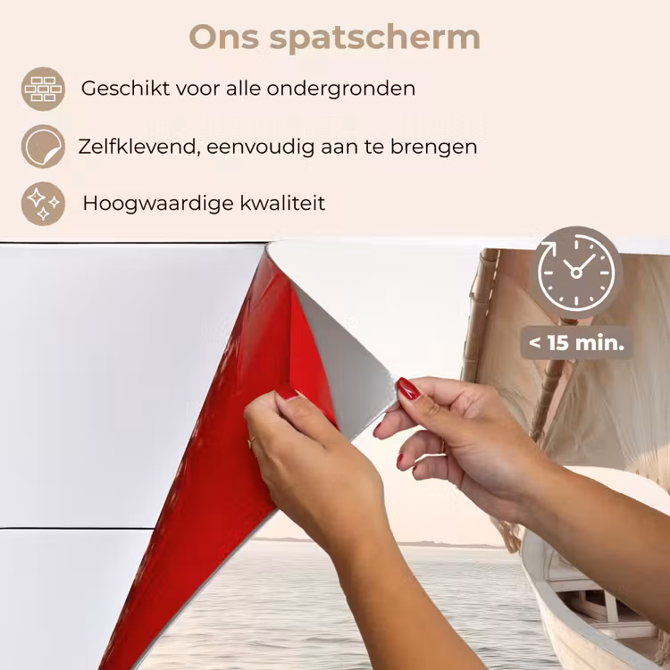 Spatscherm keuken - Zeilboot - Zee - Beige - Zon — 4