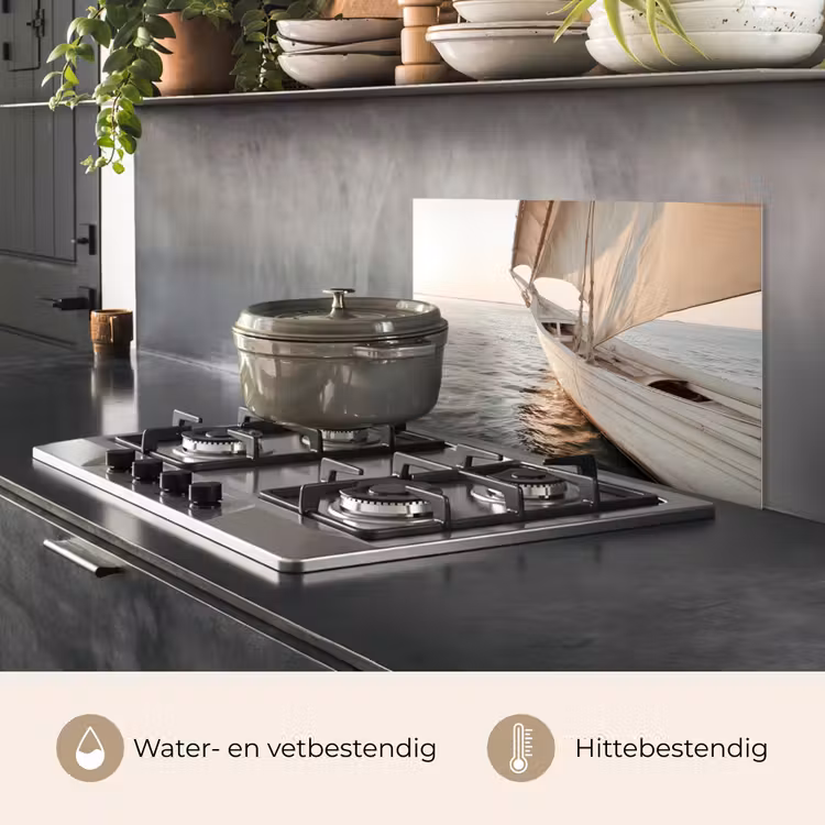 Spatscherm keuken - Zeilboot - Zee - Beige - Zon — 7