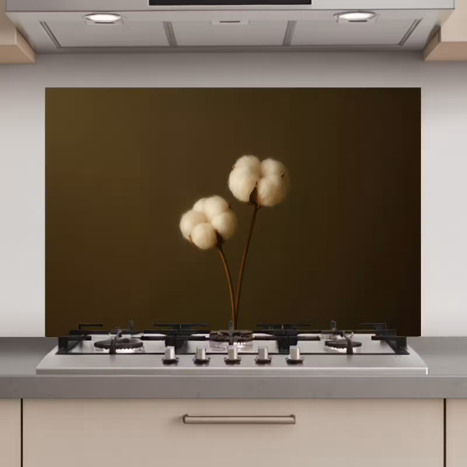 Spatscherm keuken - Takken - Katoen - Wit - Bollen — 1