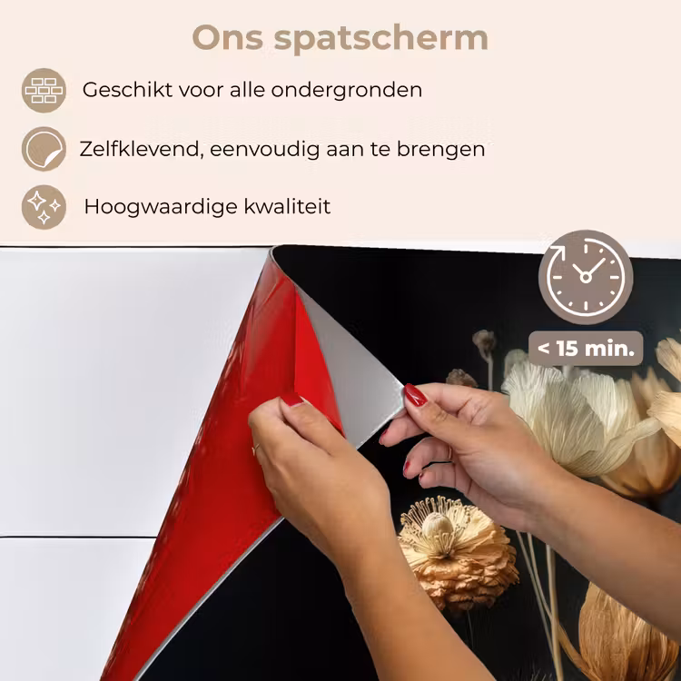 Spatscherm keuken - Boeket - Bloemen - Licht - Zwart — 4